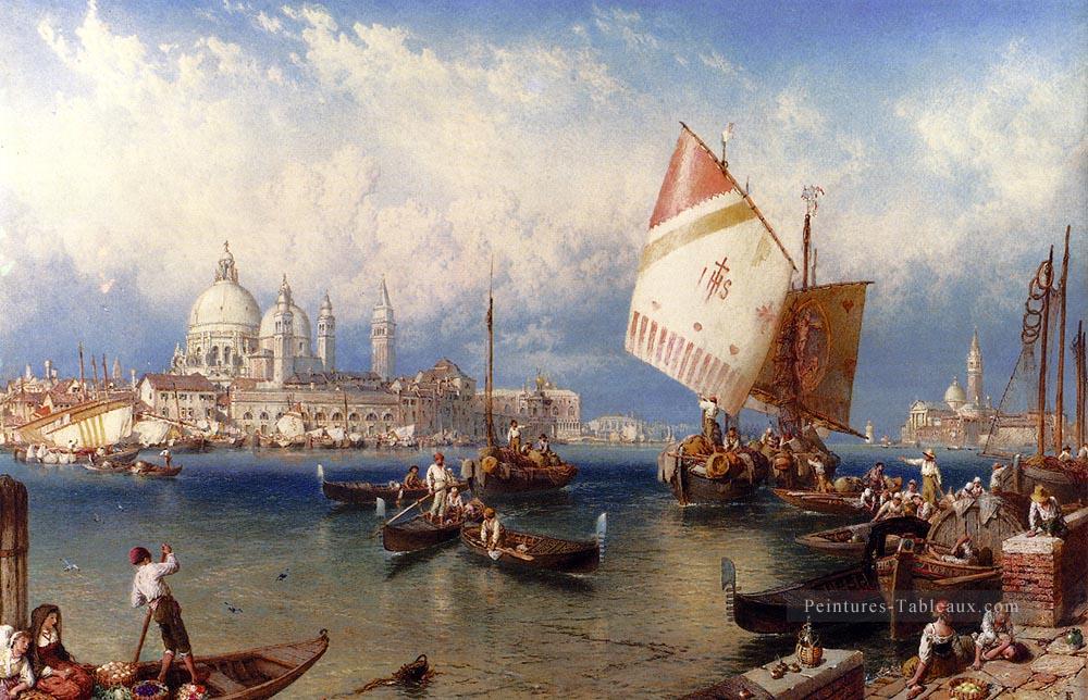 Un jour de marché sur la Giudecca Venise victorien Myles Birket Foster Peintures à l'huile